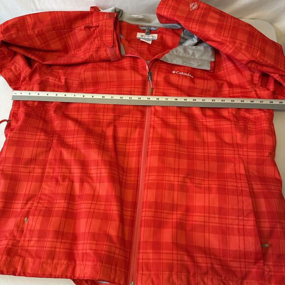 Columbia Interchange Women’s 3X Omni Tech Waterproof Breathable Red Plaid Jacket - Picture 10 of 13